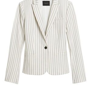 Banana Republic classic Fit Washable Bi-Stretch Blazer - Striped White Blazer 12